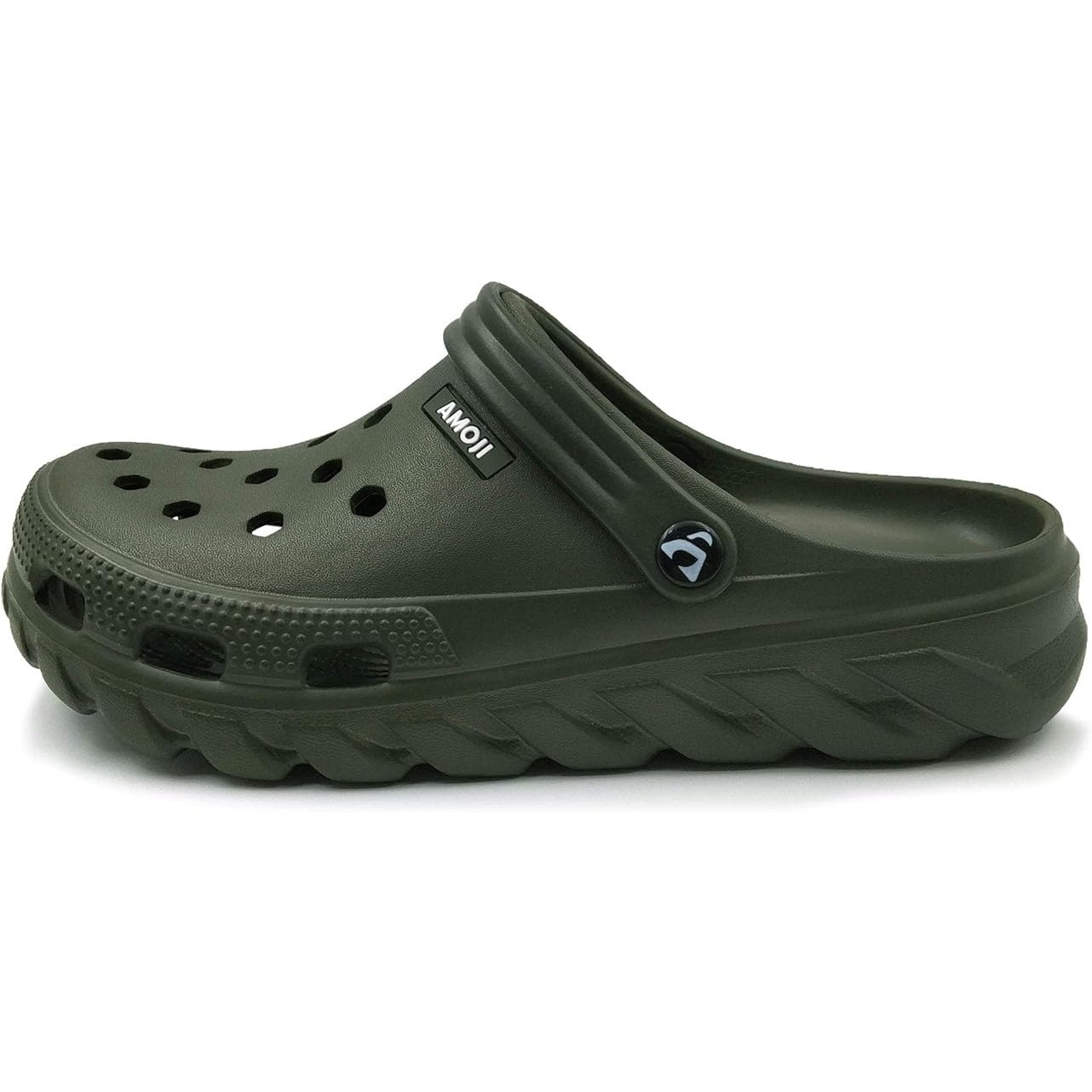 Amoji Mens Size 6 Army Green Clogs Round Toe Sandal Garden Water Shoes