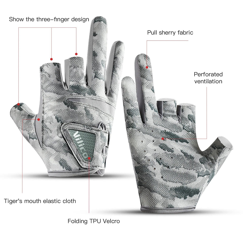 Outdoor fishing equipment - thin comfortable breathable leak proof 3-finger lure fishing gloves